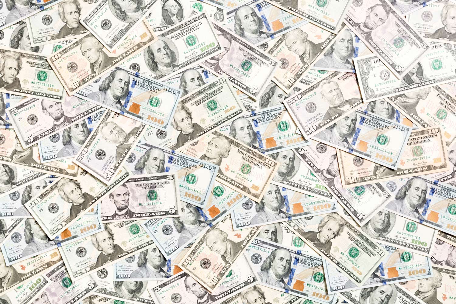 US currency like a carpet