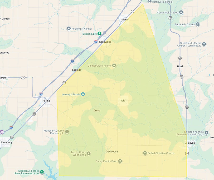 Map of the forestry work area