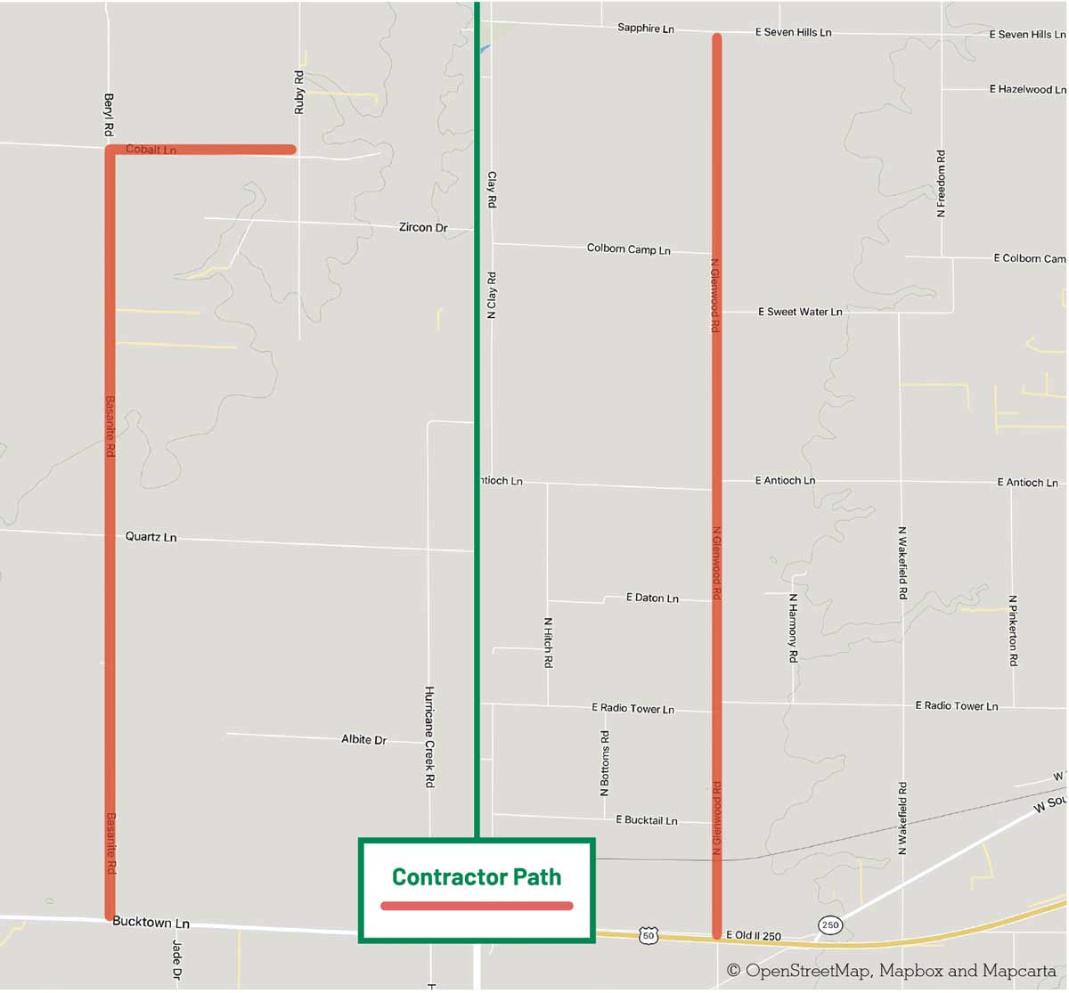 Map of right of way contractor activity